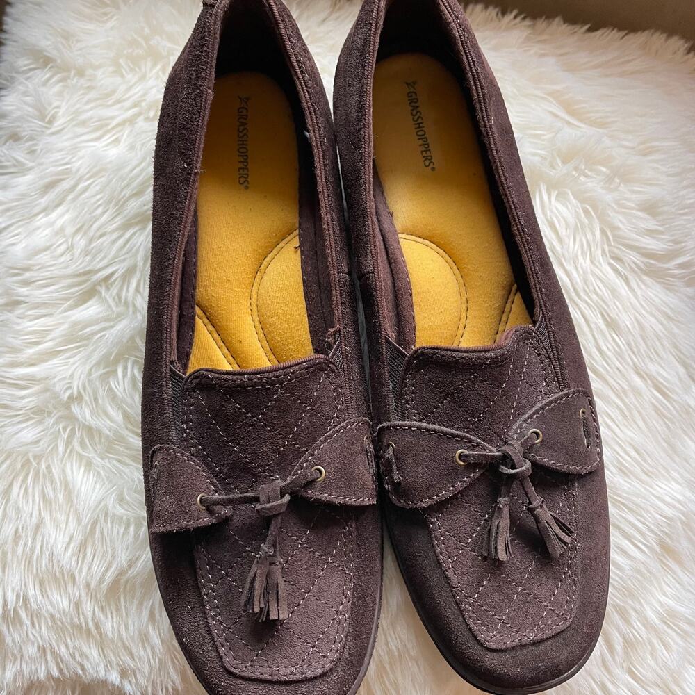 Grasshoppers Womens Loafers 11 Narrow Brown Suede Shoes Tassels